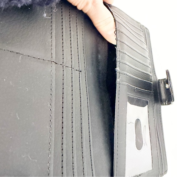 Elegant Black Pebbled Genuine Leather Clutch w/Metal Clasp, Leather Snap Strap - Picture 14 of 15